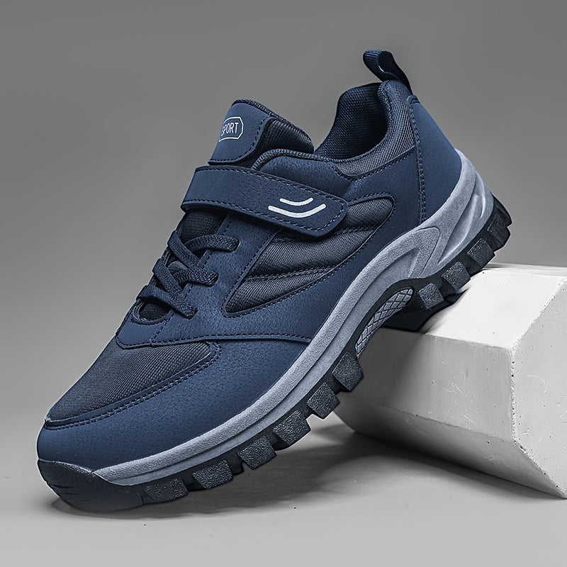 Men's Breathable Casual Shoes With Hook And Loop Fastener, Comfy Soft Sole Sneakers For Outdoor Jogging, Spring And Summer