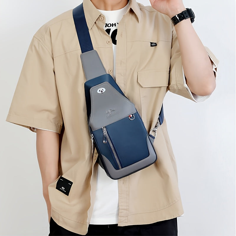SelectMen'S Large Capacity Motorcycle Bag - Trendy Crossbody Shoulder Bag with Multiple Pockets, Casual Oxford Style, Hand Washable, Ideal for Daily Commute, Everyday Commute Bag Casual Style Bag Zippered Closure