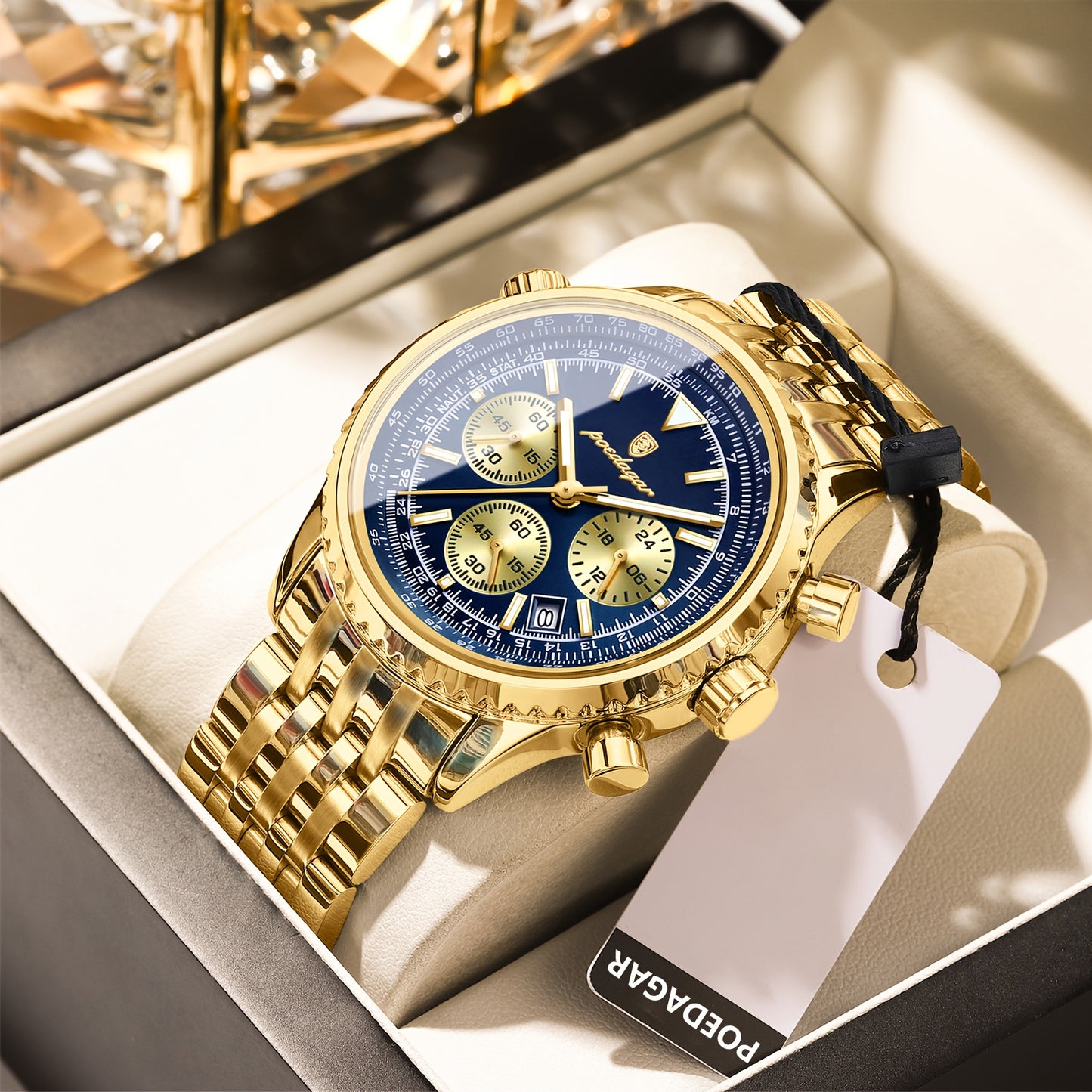 The New 2024 Waterproof Luminous Calendar Stainless Steel Chronograph Quartz Watch from Baida Is a High-End, Powerful, And Trendy Quartz Wristwatch for Men.
