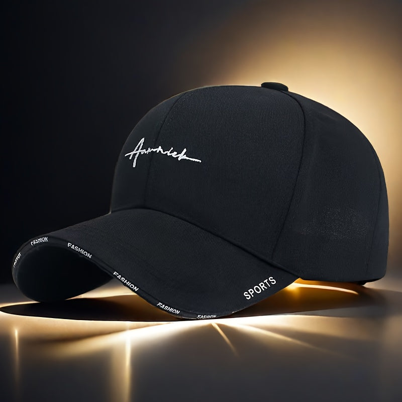 Men'S Casual Fashion Baseball Cap, 100% Polyester, Soft Breathable Mesh, Alphabet Pattern, with Hand Washable, for Sun Protection Running Sports Hat