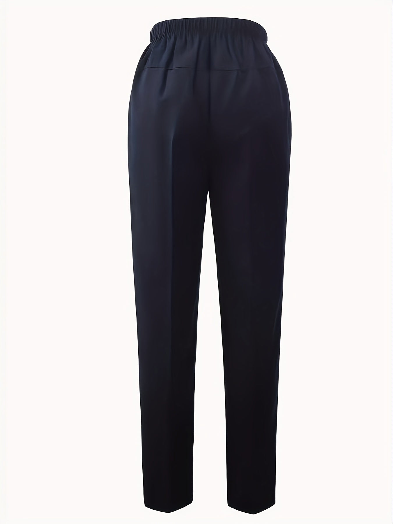Women's Elegant High-Waist Tapered Pants with Slant Pockets, Versatile Elastic Waistband, Solid Black Color, Ideal for Office and Casual Wear, Office Wear Pants|Tapered Trousers|Glossy Finish