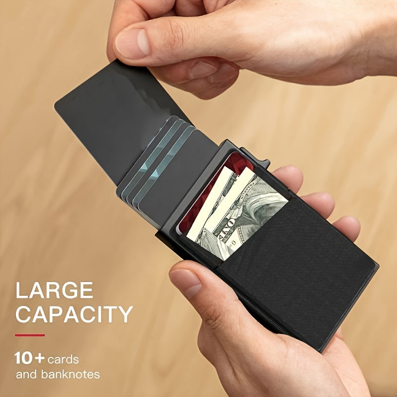 Simple RFID Blocking Aluminum Alloy Credit Card Holder with Money Bag for Men