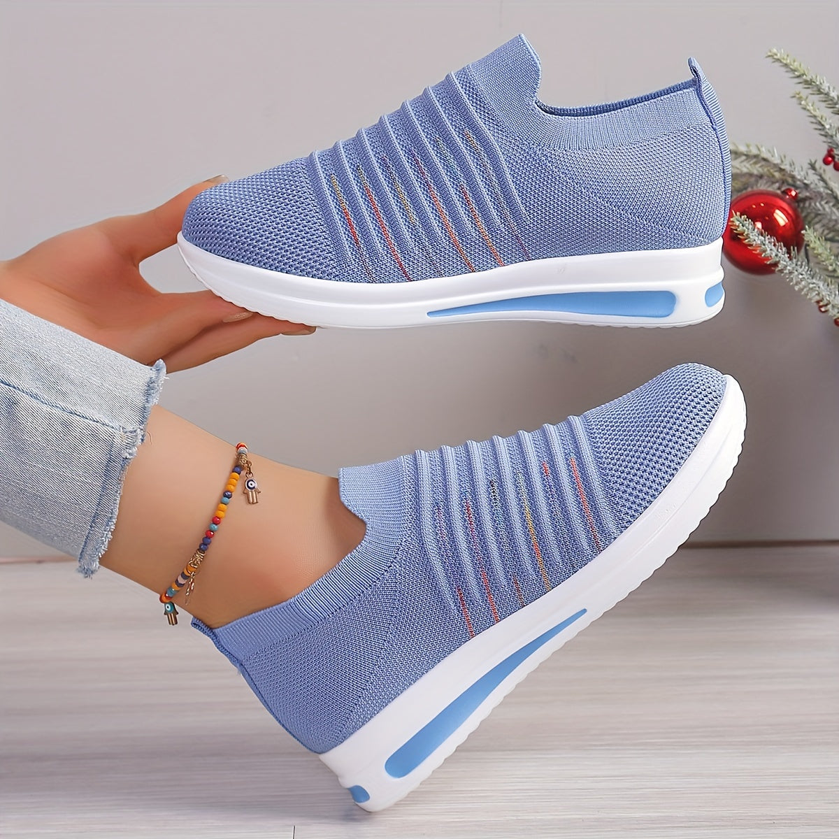 Breathable Lightweight Fabric Slip-On Loafers - All-Season Casual Penny Shoe Style with Peep Toe, Non-woven Insole & Polyurethane Sole