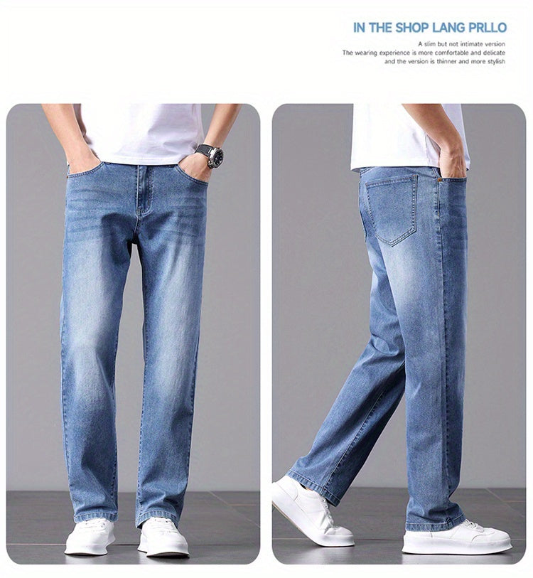 Men'S Stretchy Long Pants, Stylish And Versatile, Slim Fit, Breathable, Trendy Denim Trousers for Spring And Summer.