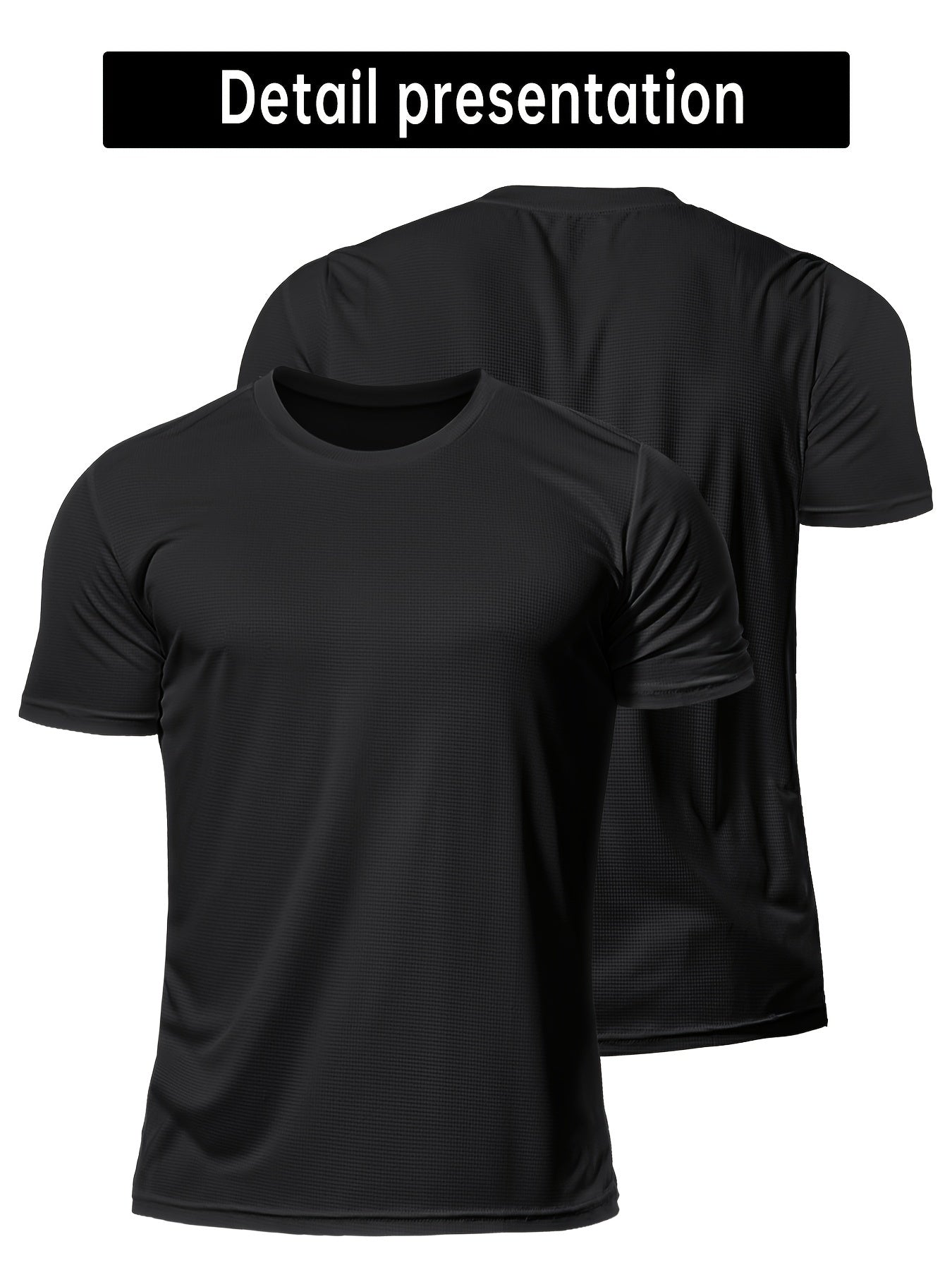 Men's Solid Sports T-shirt, Active Breathable Short Sleeve Slim-fit Crew Neck Tee, Men's Clothing For Outdoor