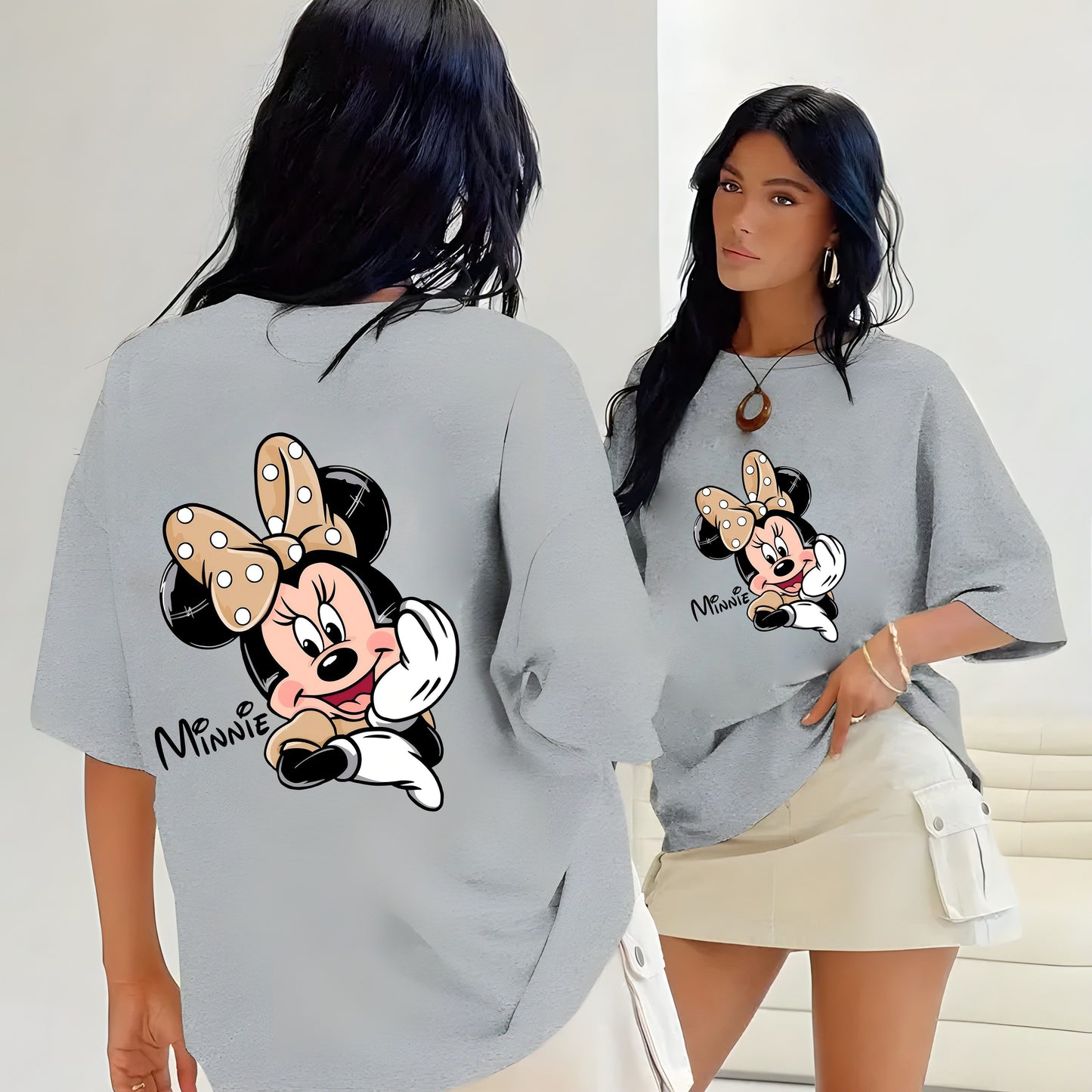 Disney Women's Minnie Mouse Graphic T-Shirt - Red Casual Short Sleeve Summer Top with Polka Dot Bow Design, Lightweight Machine-Washable Tee for Disney Fans, Perfect Gift, Disney Shirt, Playful Design, Comfortable Fit