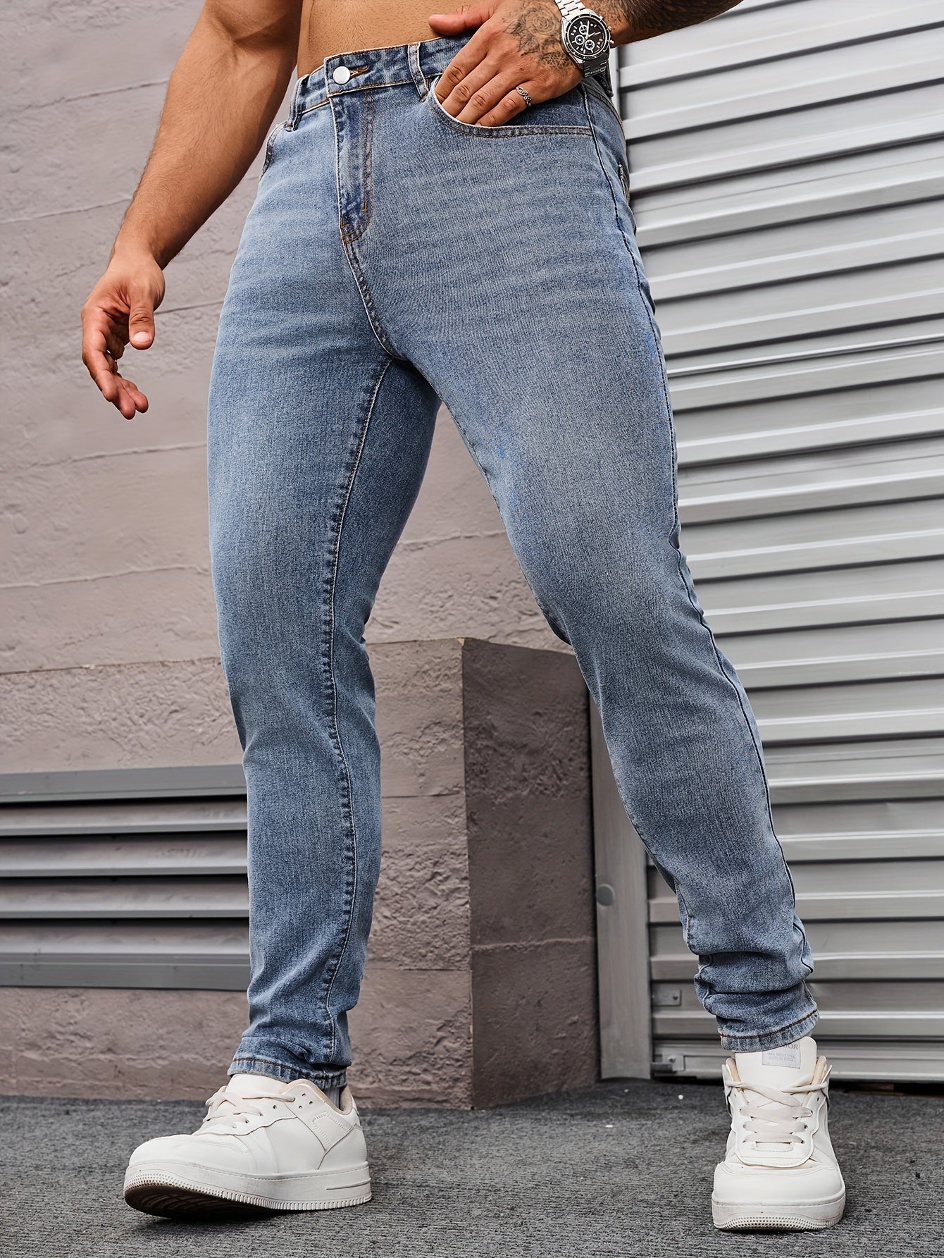 Men's Slim Fit Jeans - Rayon Blend, Stretch Denim, Solid Color, Machine Washable, Everyday Denim|Slim Fit Jeans|Rayon Blend Denim