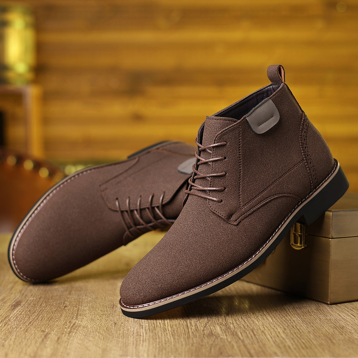 Vintage Men’s Chukka Boots Short Lace-Up Casual Formal Shoes