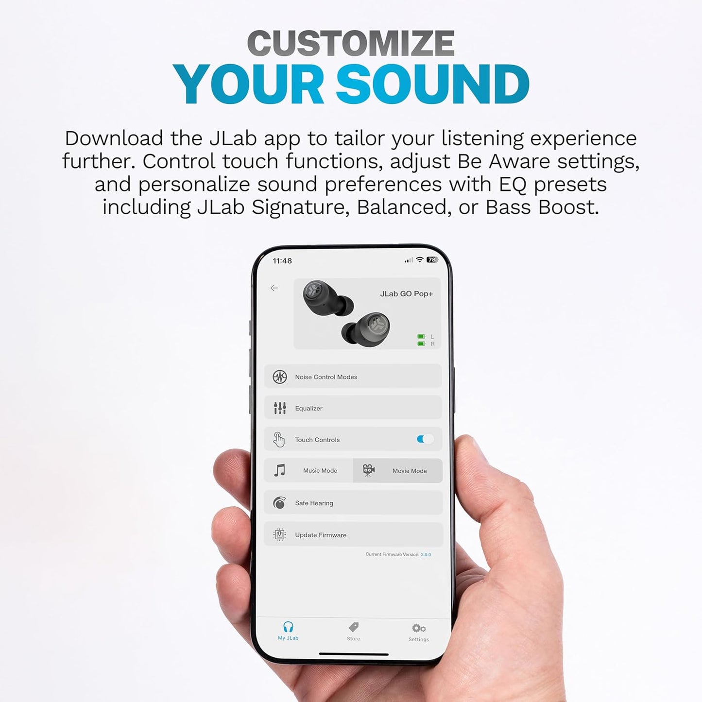 Jlab Go Air Pop True Wireless Bluetooth Earbuds & Charging Case - Black, Dual Connect, IPX4 Sweat Resistance, Bluetooth 5 Connection, 3 EQ Sound Settings Signature, Balanced, Bass Boost
