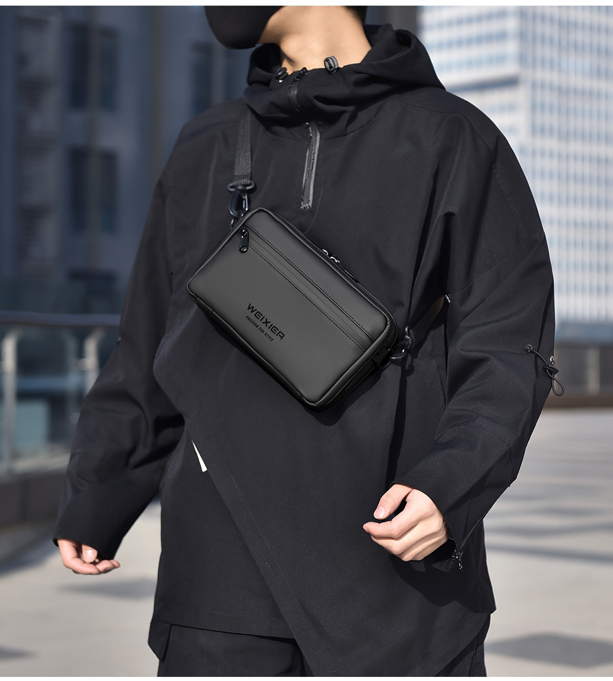 WEIXIER Unisex Fashion Messenger Bag, Shoulder Satchel with Detachable Strap, Polyester Lined, Business Briefcase for Commuting Outdoor, Ideal Gift for Husband Or Boyfriend