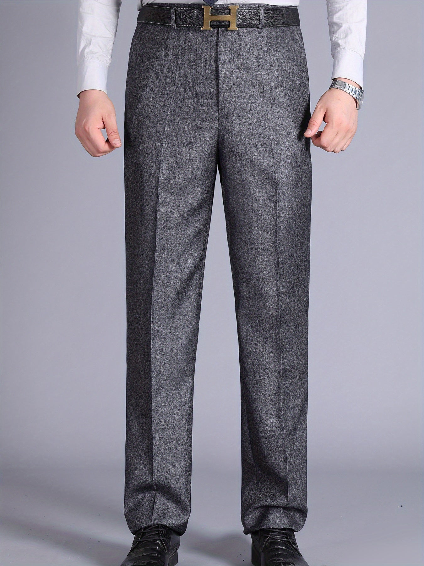 Men'S Casual Spring/Fall Polyester Solid Color Regular Fit Pants with Pocket