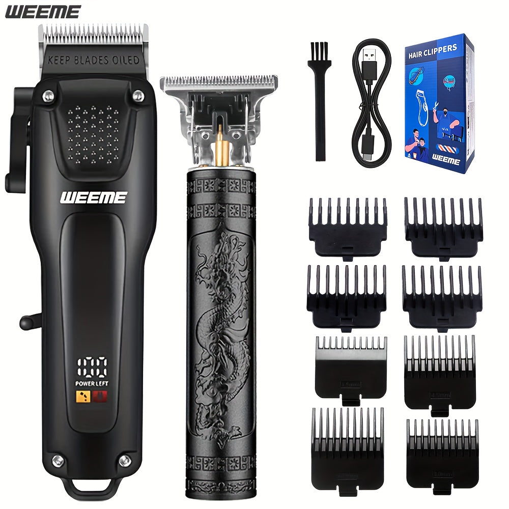 WEEME 2pcs/3pcs Premium Men's Grooming Set Professional Hair Clipper Kit with Cordless Shaver Beard Trimmer LCD Display & USB Fast Charge Ideal Gift for Father's Day/Birthday/Anniversary (For Dad/Husband/Groom)