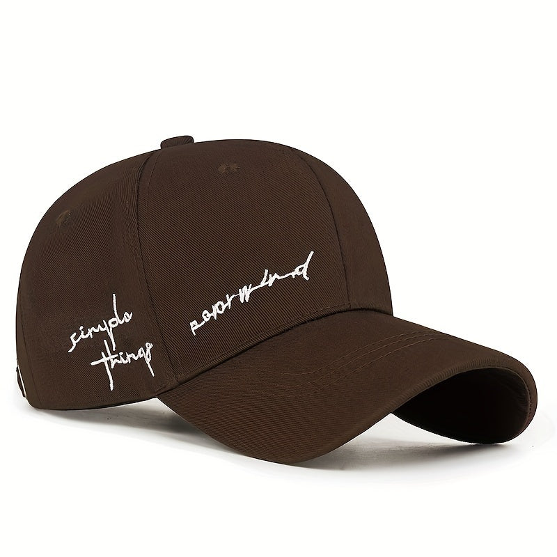 Trendy 4-Season Duckbill Baseball Cap With Embroidery, Adjustable Sun Protection For Women