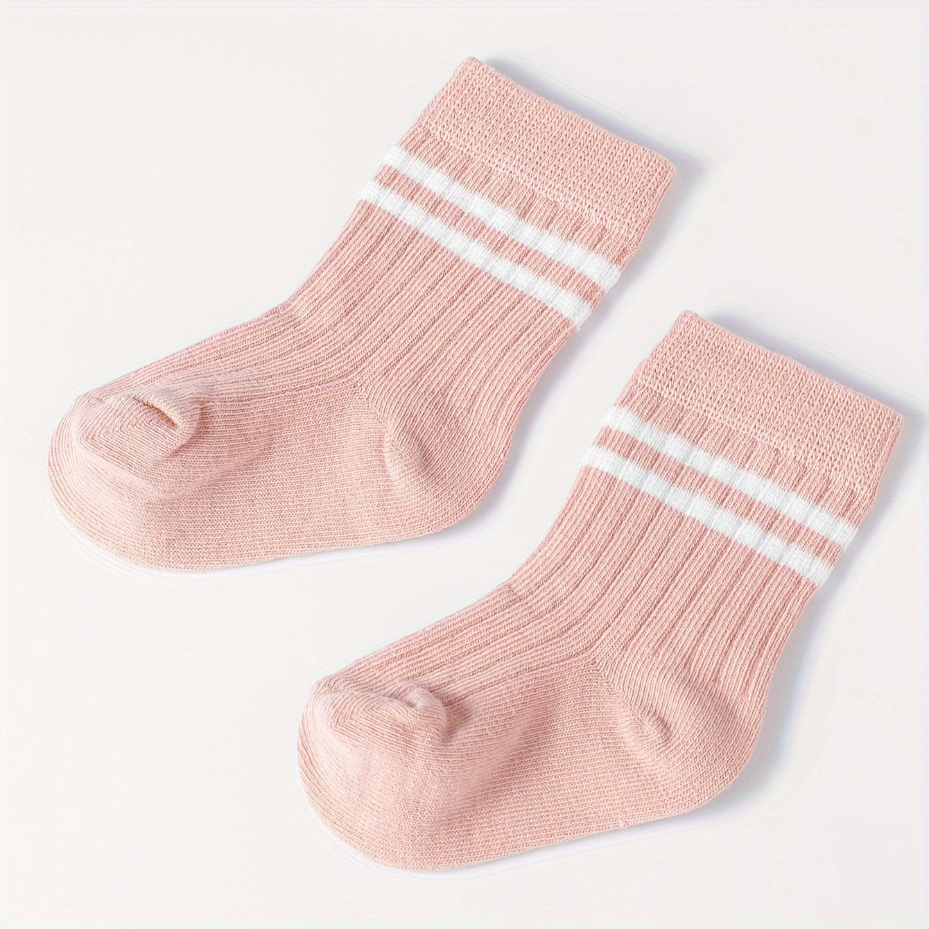 5-Pack Unisex Baby Toddler Mid-Calf Socks, Breathable Polyester Knit, Non-Slip, Hand Wash Only, All-Season Sports Socks