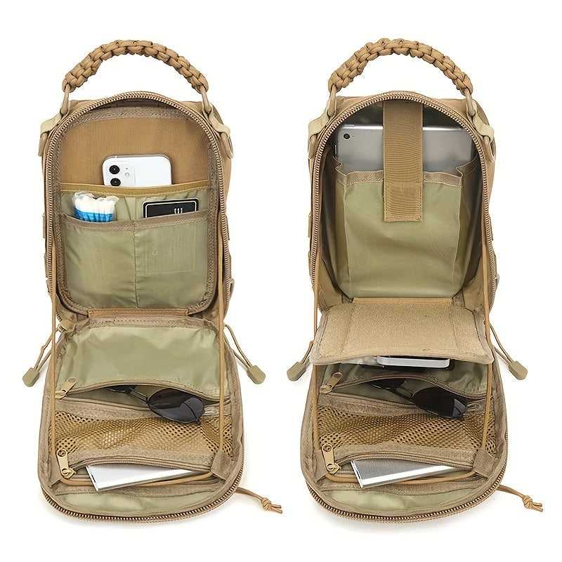 Versatile EDC Crossbody Bag - Lightweight, Multi-Pocket Travel Chest Pack with Zip Closure for Outdoor Adventures