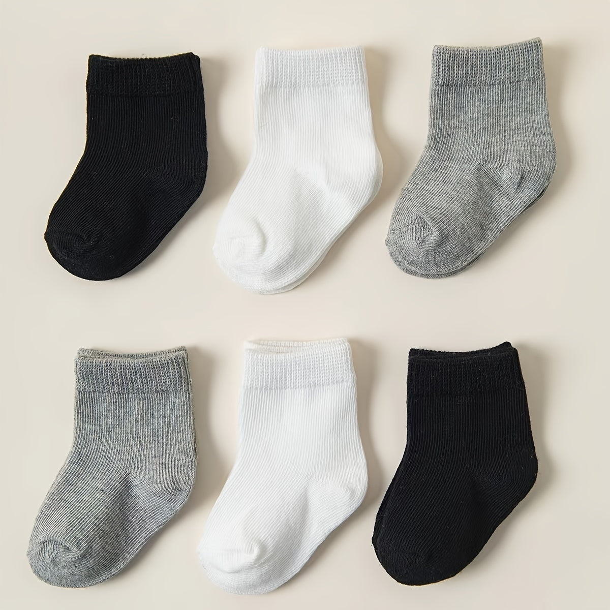 6pcs Soft Cotton Blend Youngsters Socks - Breathable, Non-Slip, All-Season Crew Socks for Youngsters & Youngsters, Black/White/Gray, Pack, Cotton Blend