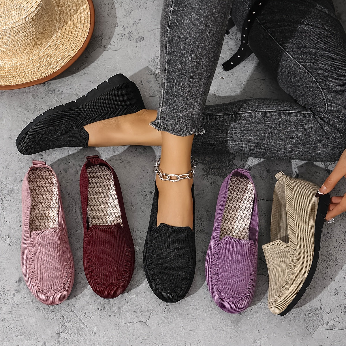Lightweight Mesh Loafers for Women - Breathable And Easy to Wear, These Comfortable Flat Shoes in Purple Feature a Fabric Upper And Rubber Sole, Ideal for Any Season.