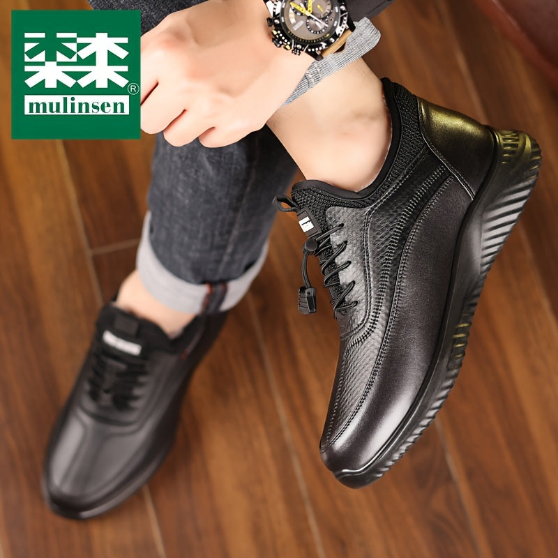 Mulinsen Men's Winter Snow Boots - Warm Fleece Lined, Anti-Slip, Durable Lace-Up Ankle Hiking Shoes with Elastic Shoelaces for Outdoor Adventures, Mulinsen