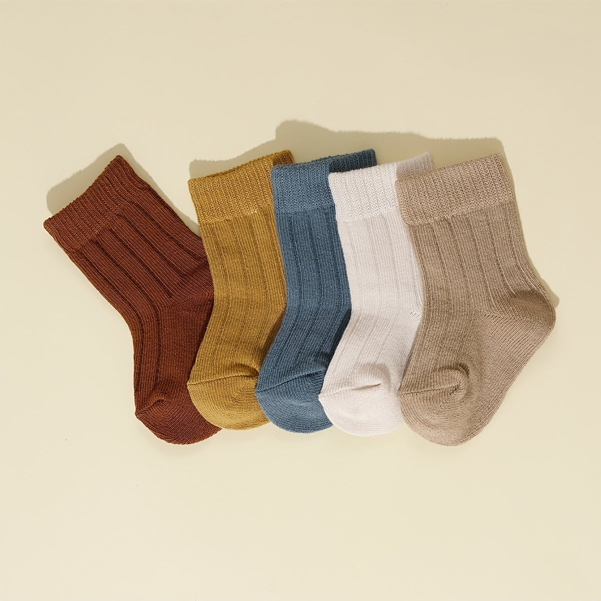 5-Pack Unisex Baby Toddler Mid-Calf Socks, Breathable Polyester Knit, Non-Slip, Hand Wash Only, All-Season Sports Socks