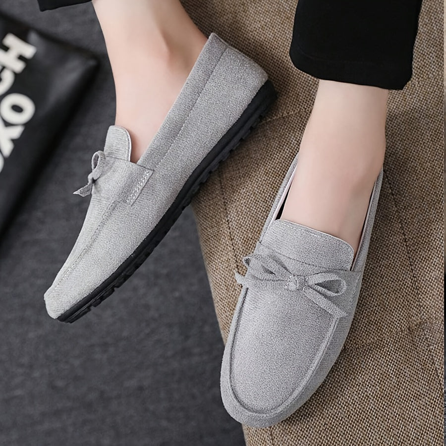 Men's Solid Color Loafer Shoes, Slip On Low Top Casual Shoes For Outdoor Street Walking Camping Activities