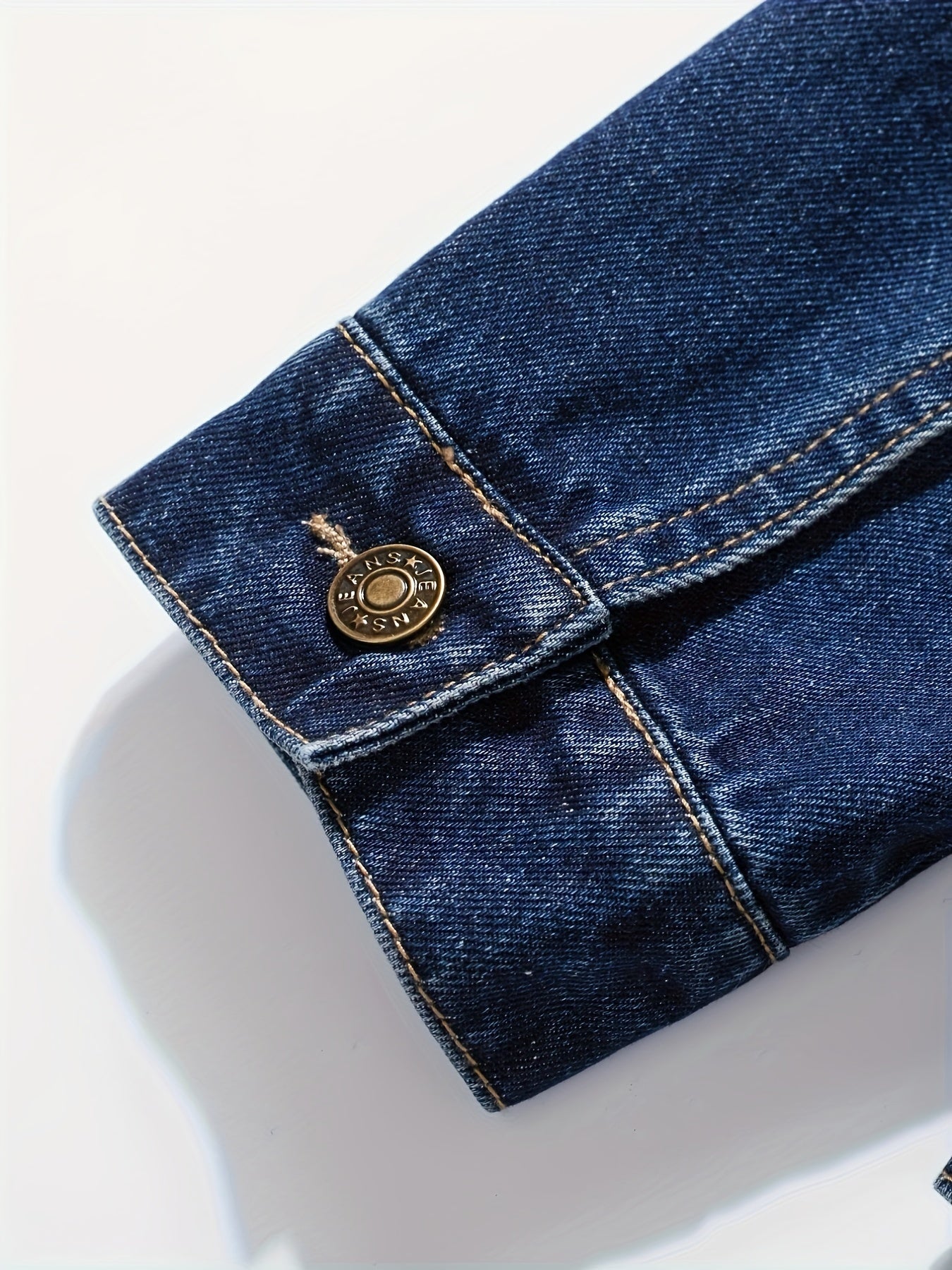 Men's Chic Washed Denim Jacket, Casual Street Style Button Up Contrast Stitching Jacket For Fall Winter