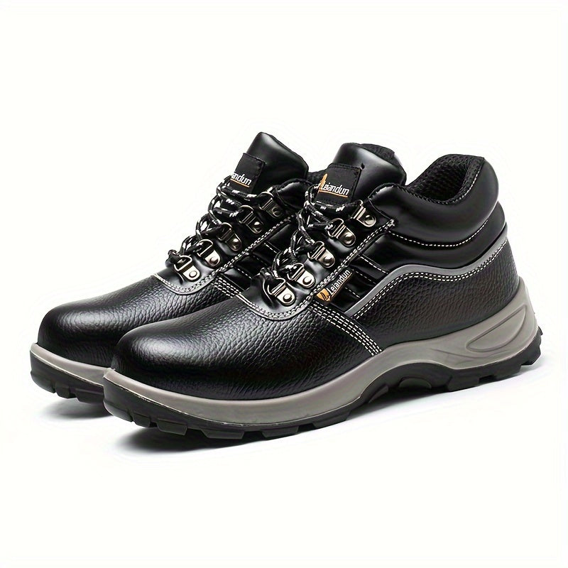 Reinforced Anti-Puncture & Anti-Smashing Safety Work Boots for Men - Heavy-Duty Steel Toe Cap, Anti-Piercing Cushioned Insole, PU Upper & Lining, All-Terrain Traction - Winter/Spring/Fall Construction/Industrial/Construction/