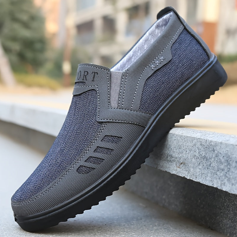 Men'S Fashion Loef Lace-Up Casual Sports Shoes, Breathable Mesh Upper, Anti-Slip Outsole, Round Toe, Fabric Upper Material, Fabric Inner Material, Faux Sole, Fabric Insole, Slip-On Closure, for Hiking, Outdoor, Daily Wear, Al