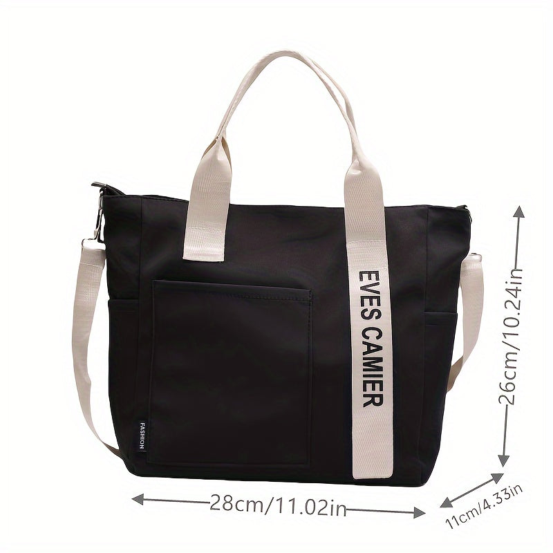 Multi-Pocket Tote Bag, Crossbody Travel And Work Shoulder Bag, Portable And Durable With Adjustable Strap For School And Daily Use