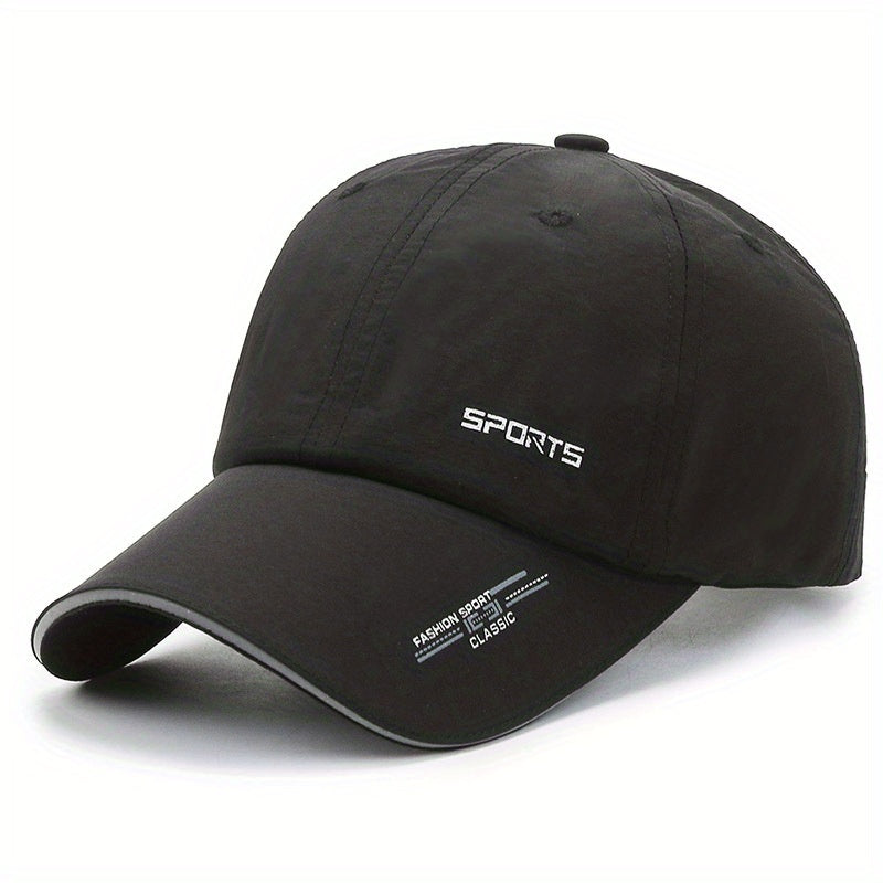 Unisex Polyester Baseball Cap, Quick-Dry Breathable Duck Hat with Reflective Strip, Sun Protection Snap Closure, Hand Wash Only, Stretch Fit for Spring/Summer Outdoor Travel Sports