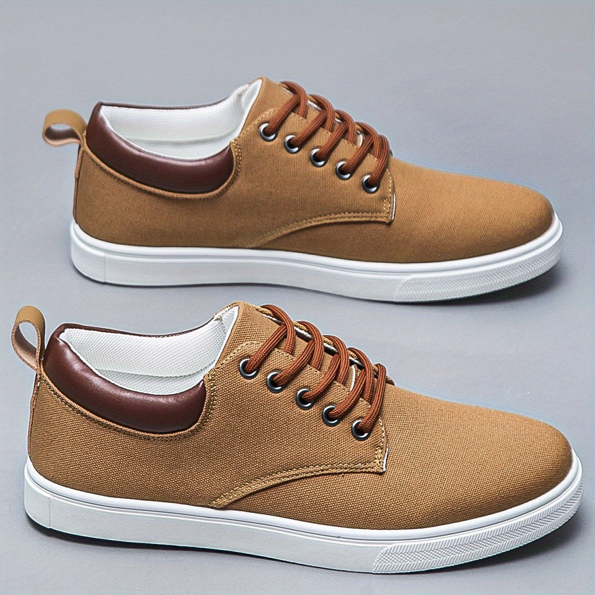 Men's Low Top Casual Canvas Skate Shoes, Breathable Lace-up Casual Flats For Outdoor Walking Driving, Men's Street Footwear