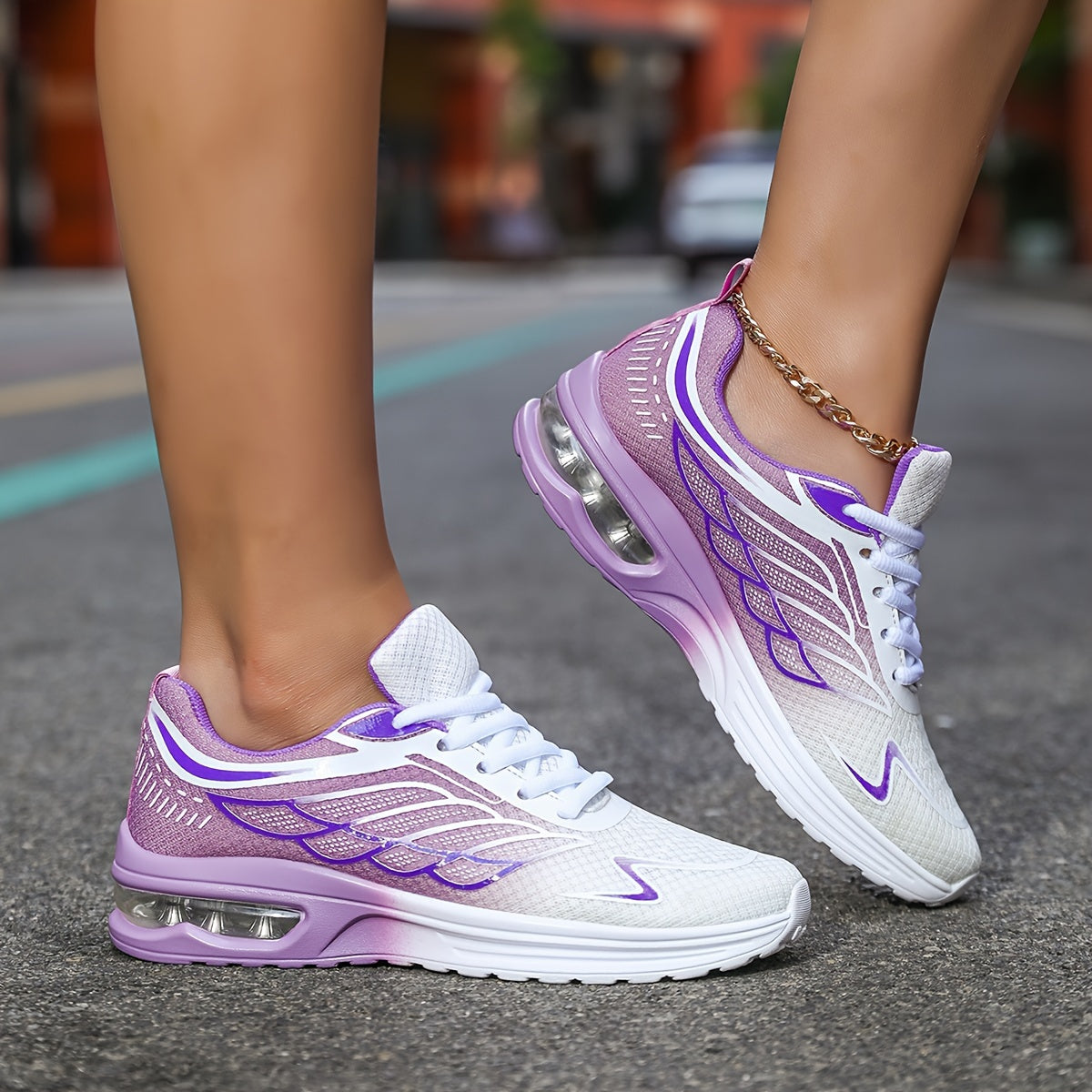 Women'S Casual Running Shoes, Lightweight EVA Upper Inner, Fabric Insole, Faux Sole, Lace-Up Low Top, All-Season Solid Color, Flame Air Cushion Design, New Style 720
