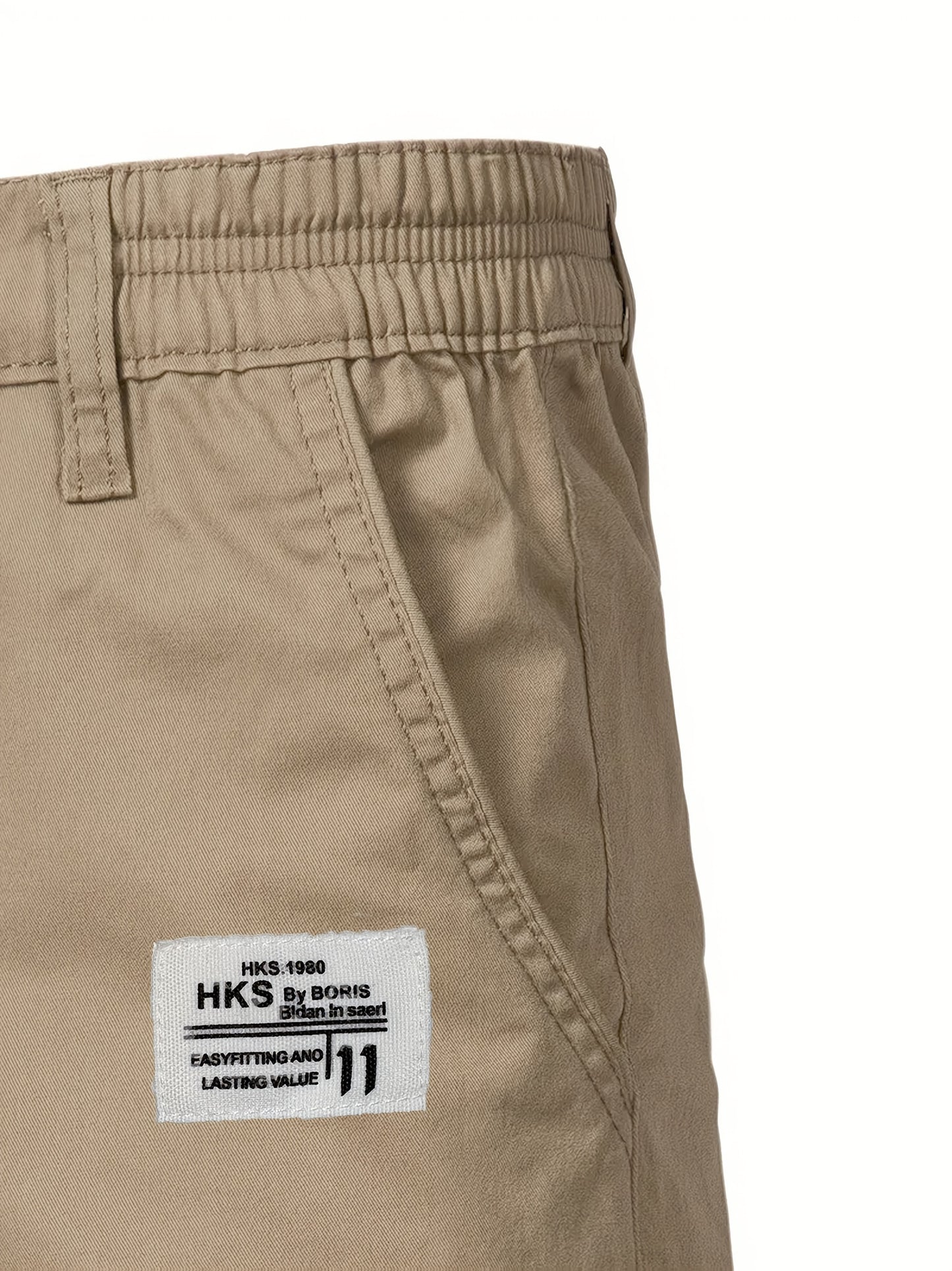 Men'S Classic Solid Color Polyester Short Pants, Casual Golf Wear, Mid Waist, Regular Fit, Slight Stretch Fabric, with Pocket
