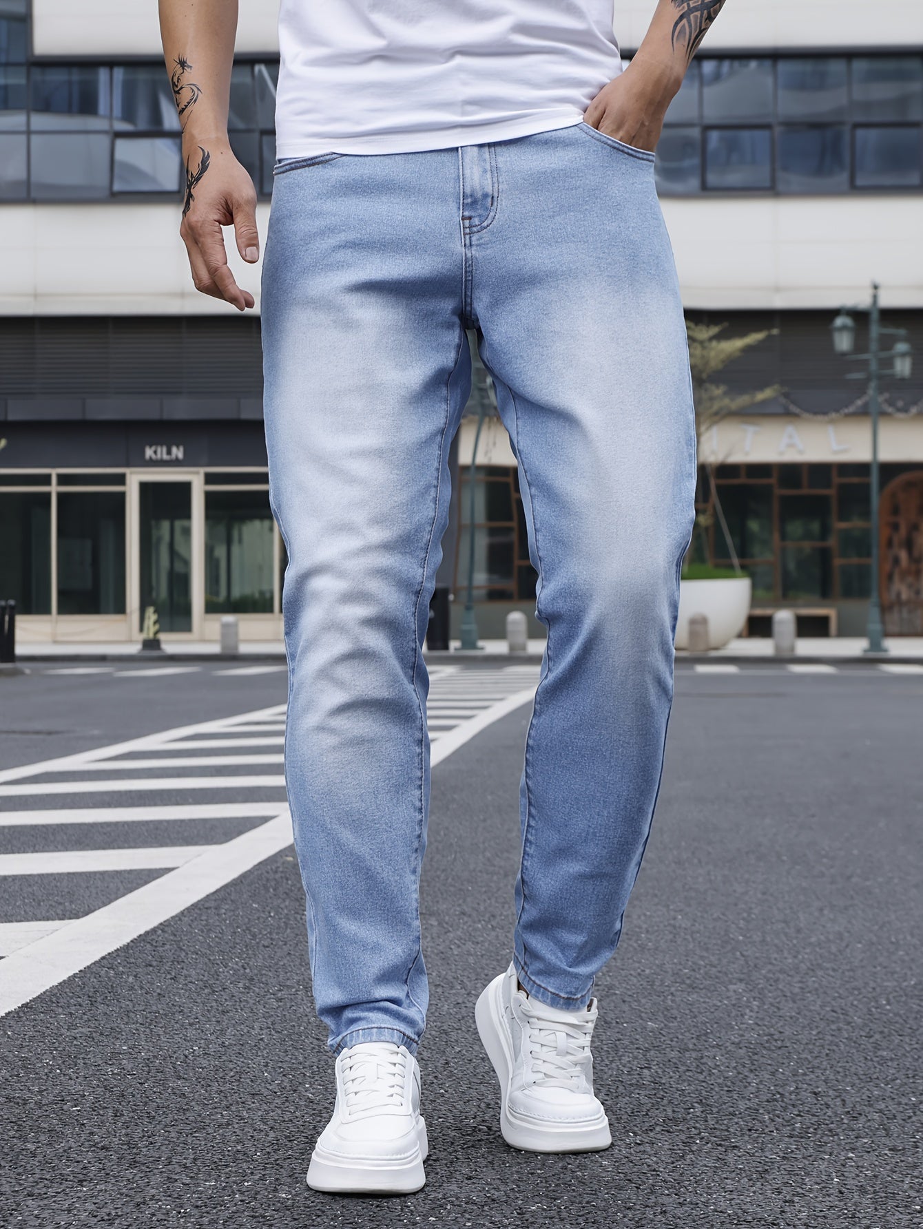 Men's Slim Fit Jeans - Rayon Blend, Stretch Denim, Solid Color, Machine Washable, Everyday Denim|Slim Fit Jeans|Rayon Blend Denim