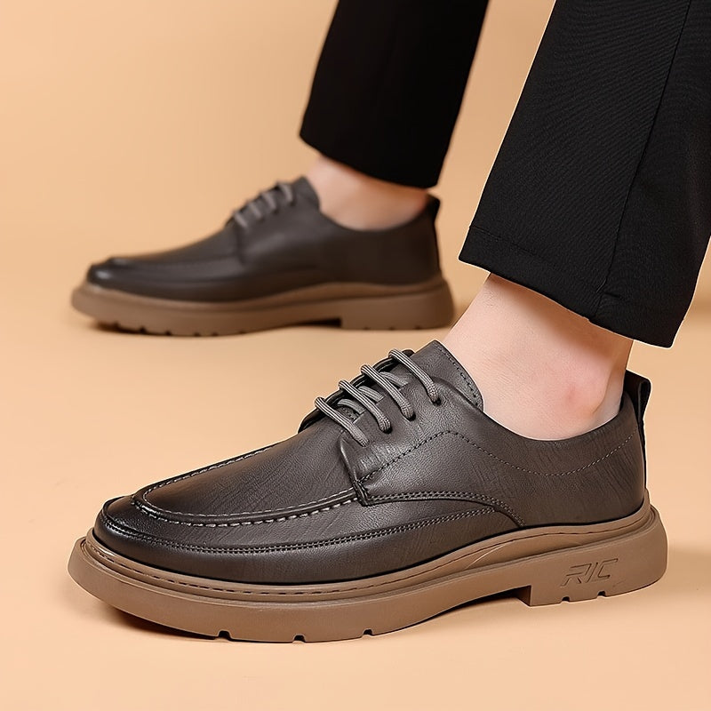 Men'S Solid Color Low-Top Elegant Boots, Comfortable Non-Slip Wear-Resistant Rubber Sole Men'S Outdoor Activity Shoes with Laces