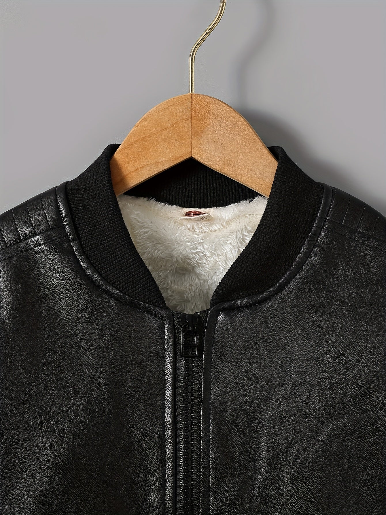 Youngsters' Winter Biker Jacket - Cozy & Stylish Casual Outerwear with White Fur Trim, Waterproof, Zip-Up, Round Neck, Long Sleeve - Perfect for Skiing & Streetwear, Size H