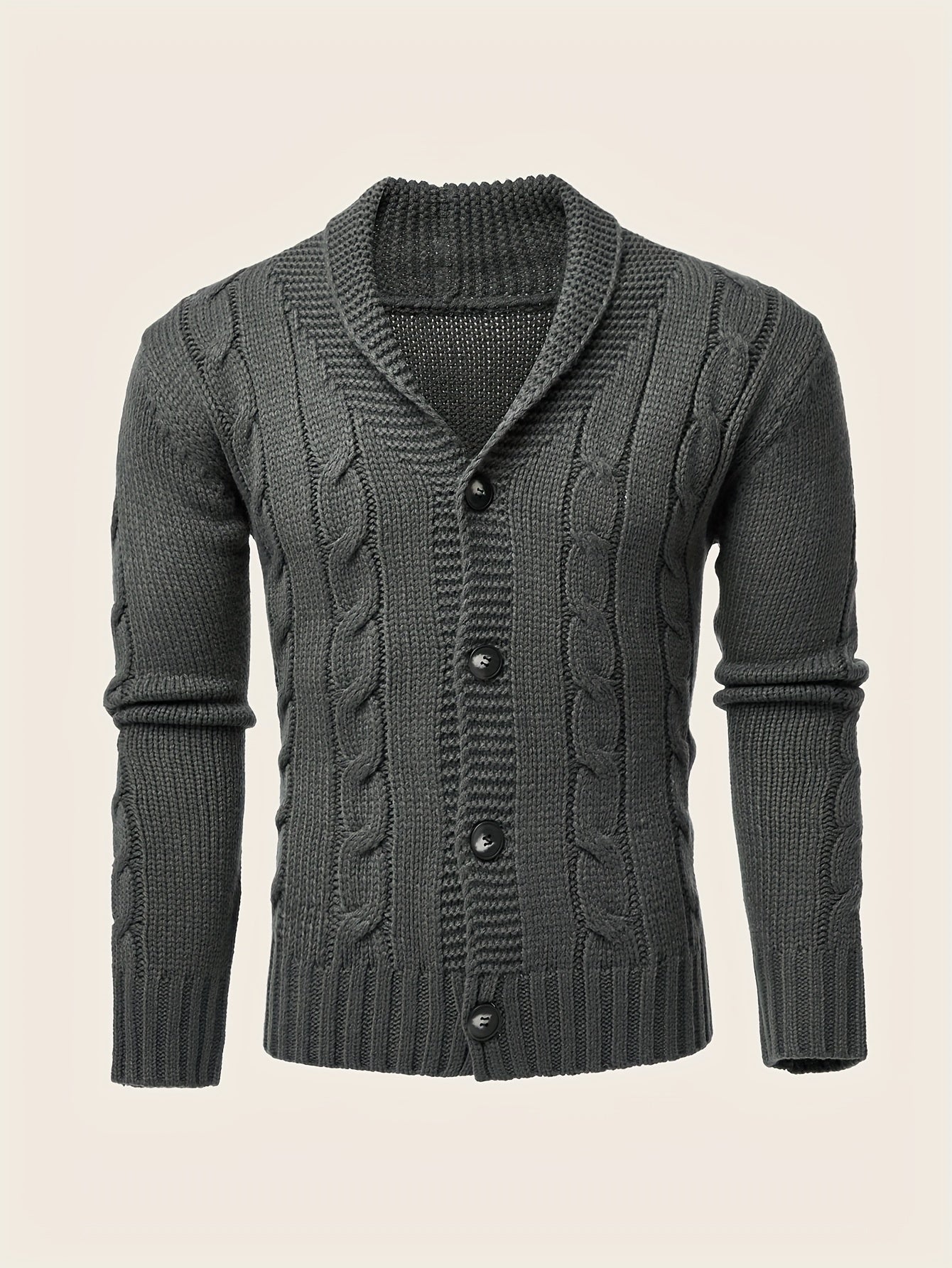 Men's Casual Knit Cardigan | Olive Green Acrylic Sweater | V-Neck with Button Closure | Textured Cable Knit Design | Machine Washable | Ideal for Autumn/Winter, Knit Sweater