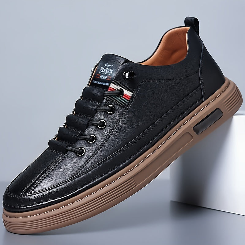 1 Pair Men'S Fashion Sneakers - Casual Street Style All-Season Slip-On Shoes with Geometric Solid Color, Faux Upper, Fabric Lining, PVC Sole, EVA Insole, Round Toe - Versatile for Daily, Party, Vacation