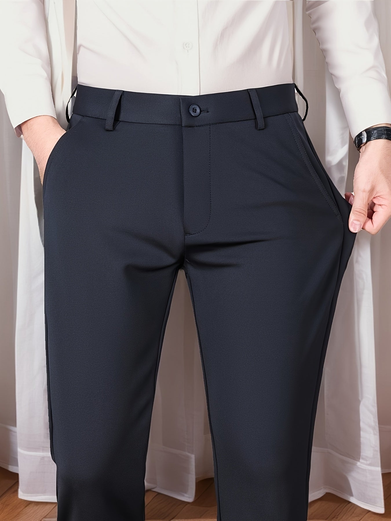 Versatile Men's Straight-Leg Pants - Casual & Business Formal, Stretch Fabric, Perfect for Any Occasion