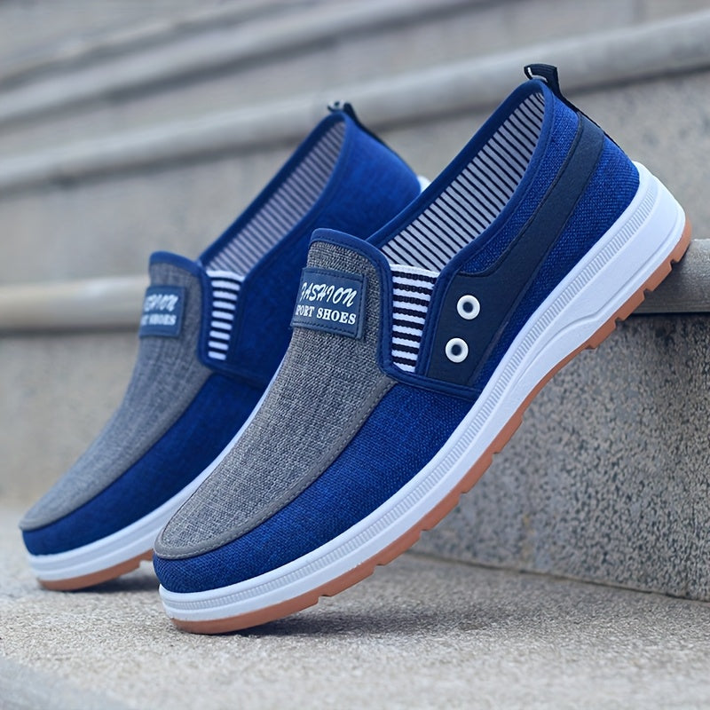 Low Top Men'S Casual Slip-On Fabric Upper Walking Shoes, Breathable, Comfortable, Solid Color, Fabric Insole, Faux Sole, Fabric Inner, with Rubber Sole for All Seasons