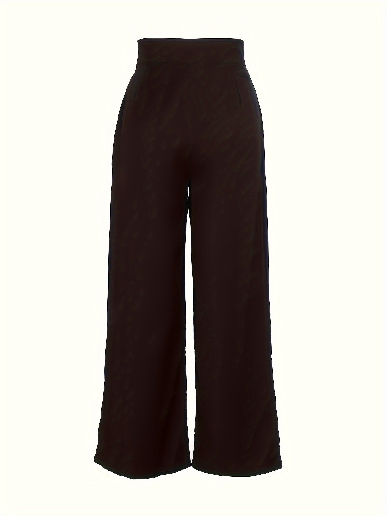 Solid Color Straight Leg Pants, Elegant High Waist Button Front Pants For Work & Office, Women's Clothing