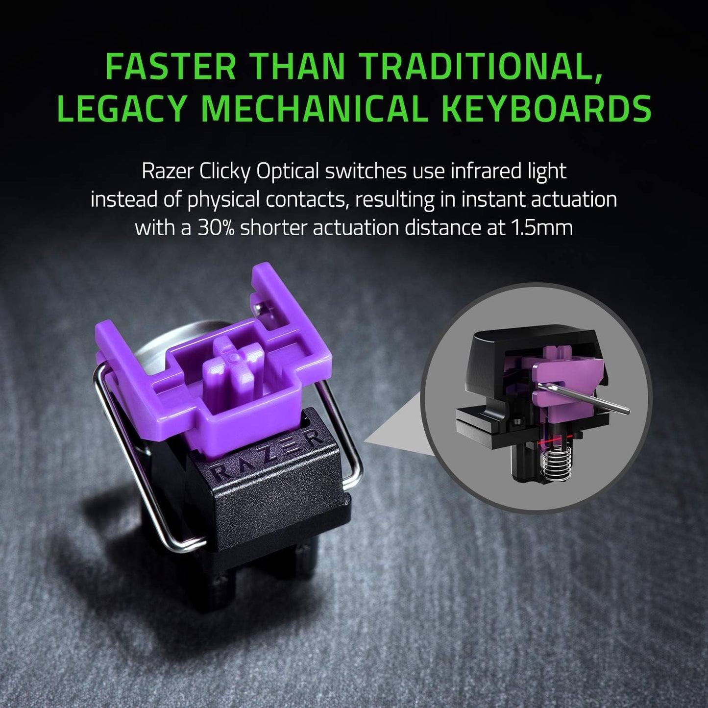 Razer Huntsman Mini 60% Gaming Keyboard: Fast Keyboard Switches - Clicky Optical Switches - Chroma RGB Lighting - PBT Keycaps - Onboard Memory - Snap Tap - Black