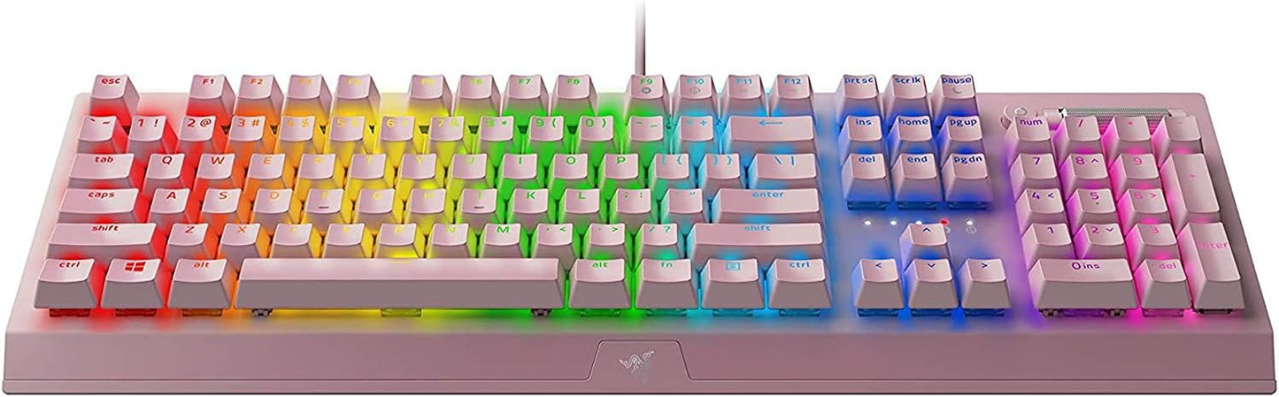 Razer Blackwidow V3 Mechanical Gaming Keyboard: Green Mechanical Switches - Tactile & Clicky - Chroma RGB Lighting - Compact Form Factor - Programmable Macro Functionality - Quartz