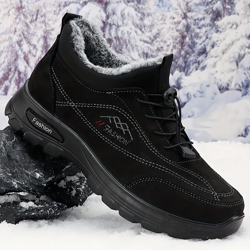 Men's Warm and Comfortable Winter Snow Shoes - Non-Slip Ankle Boots for Outdoor Hiking and Trekking with Plush Lining