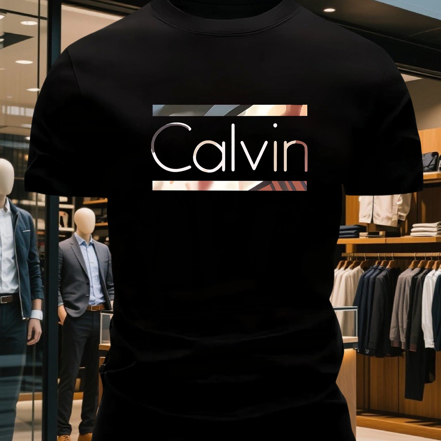 Men'S Bright Pink CALVI Graphic T-Shirt - Soft Breathable 100% Cotton Crewneck Tee, Everyday Casual Shirt for Office, Outings Gym - Minimalist Modern Top, Comfortable Clothing, Stylish Letter Print, Durable Fabric, Short Sl