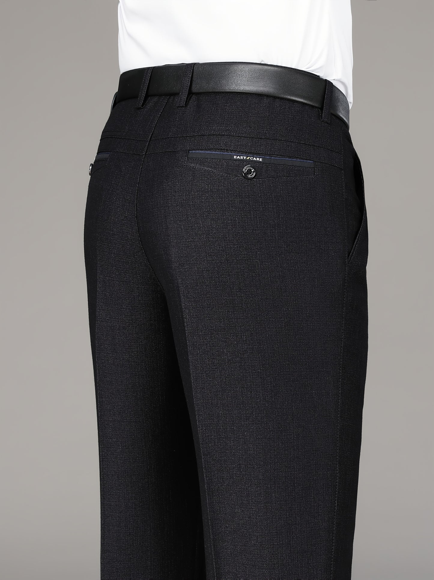 Men's Solid Color Business Style Dress Pants, Lightweight Comfy Casual Trousers for Office Wear