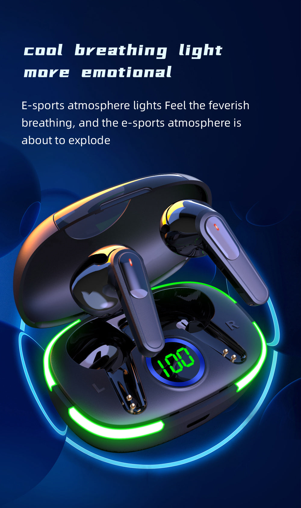 2024 Upgraded Wireless Earbuds with LED Display - Touch Control, In-Ear TWS Headphones for Sports & Gaming, Compatible with iOS/Android, USB Charging Case Included, Non-Waterproof, Plastic Build, Wireless Listening|Stylish In
