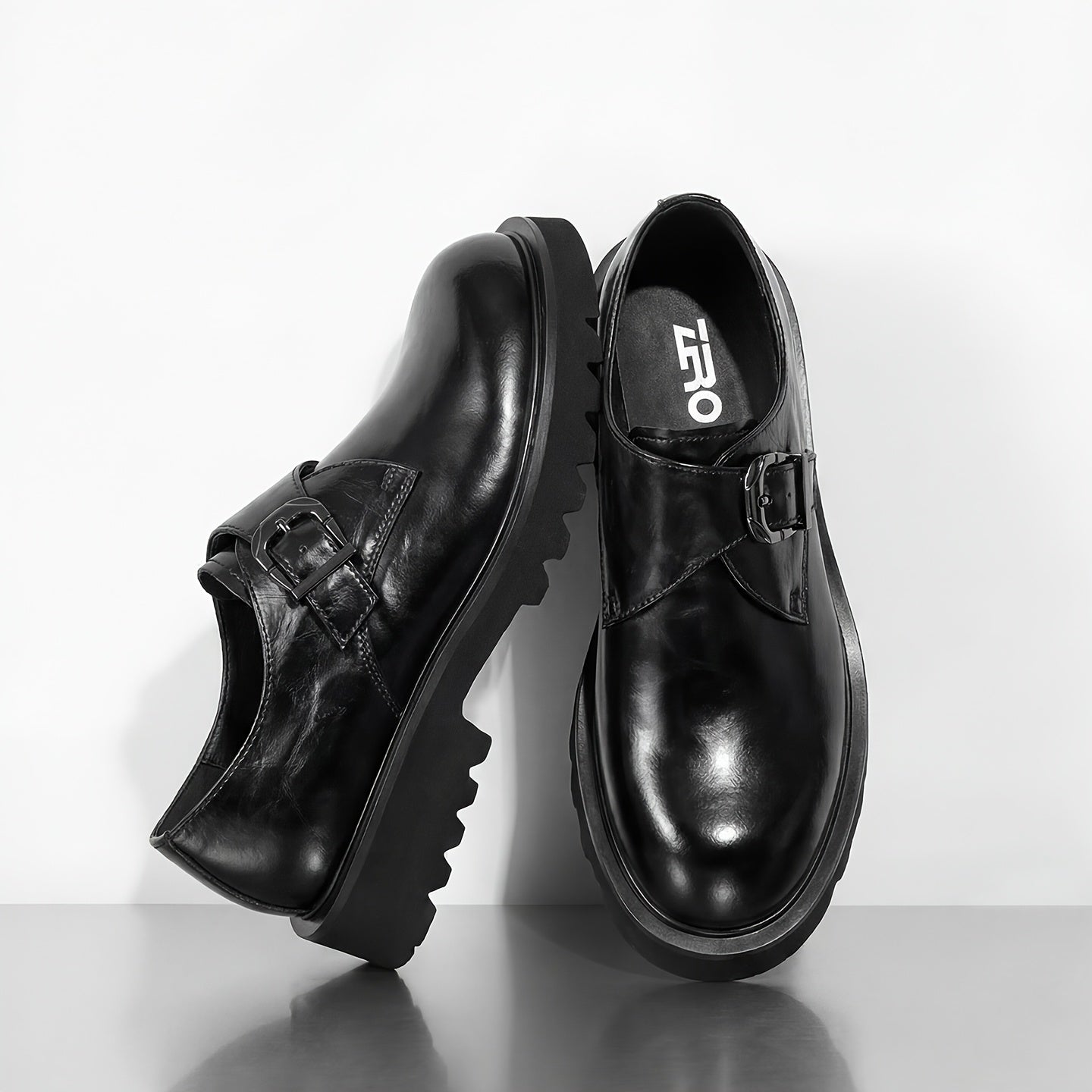 Men's Casual Leather Slip-On Business Shoes with Thick Sole