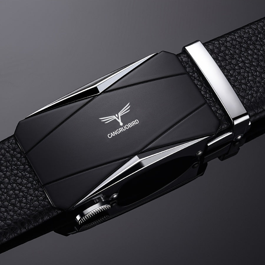 Men'S Fashionable Automatic Buckle Belt - Black, Adjustable, PVC Material, Stylish Design for Casual Attire, Casual Attire Accessory | Modern Casual Belt | Durable Belt Material, Belts for Men