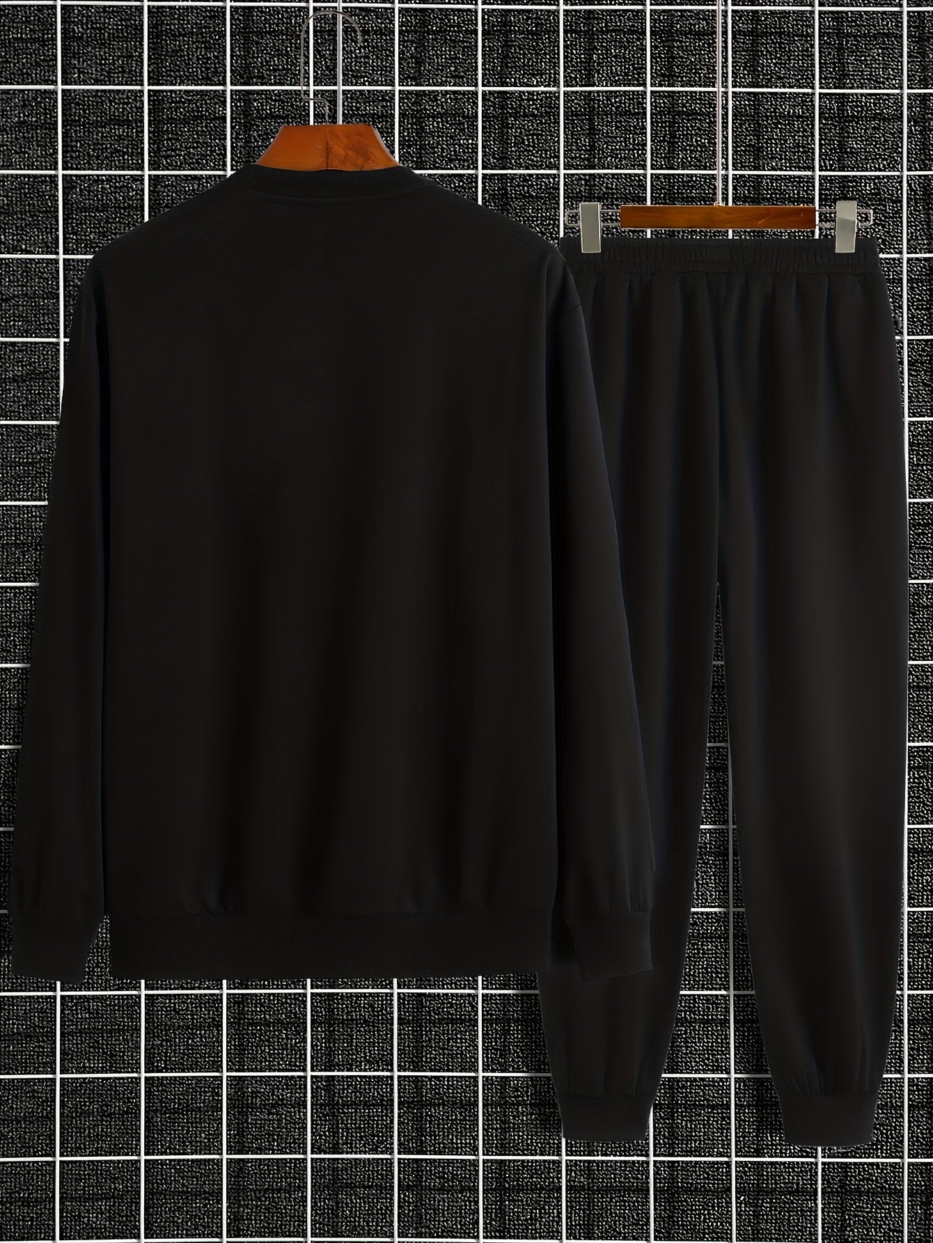 Men's Casual Sports Sweatshirt Set, Loose Fit Pullover Hoodie with Print, Polyester Blend, Round Neck, Stretch Knit, Autumn/Winter Collection