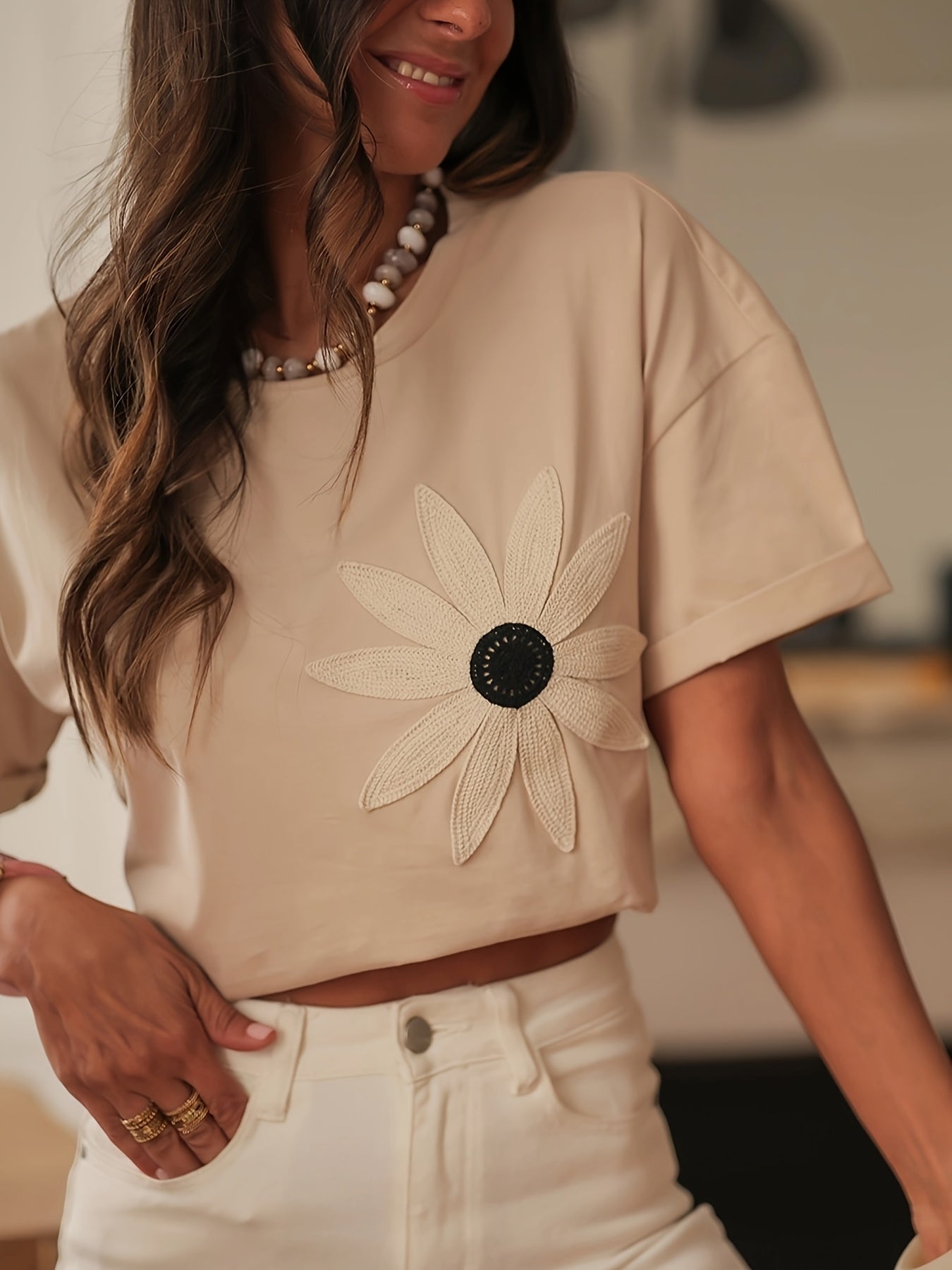 Elegant And Stylish Black Floral T-Shirt